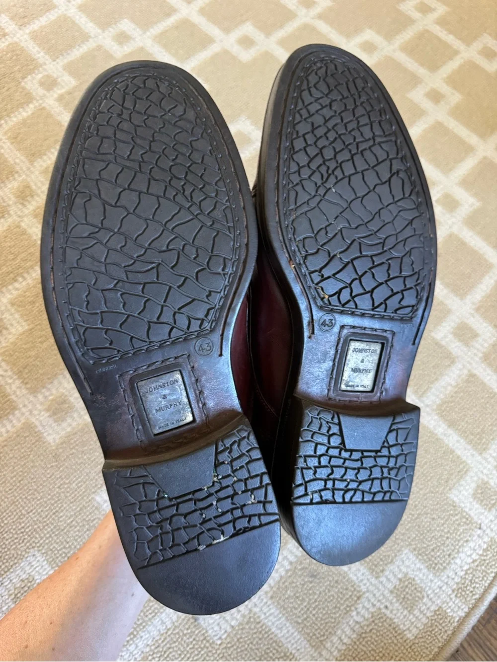 Johnston & Murphy Brown Leather Cap Toe Oxford Dress Shoes Made in Italy 10